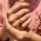 Yellow Oval Cut Engagement Ring With Pave Setting