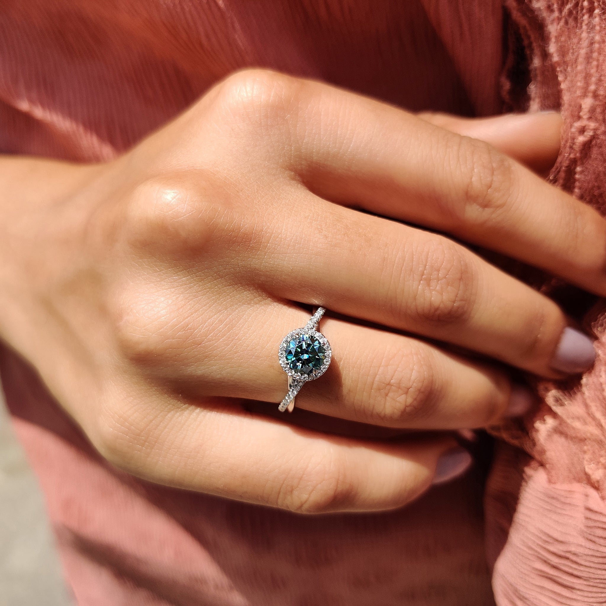 Twisted Ring - Round Halo Diamond Style Secondary image
