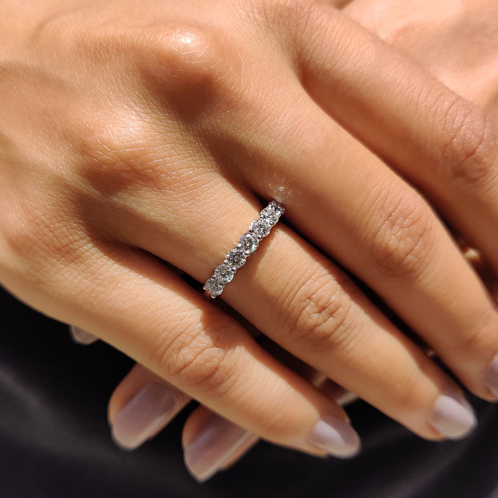 Half Eternity Round Moissanite Wedding Band