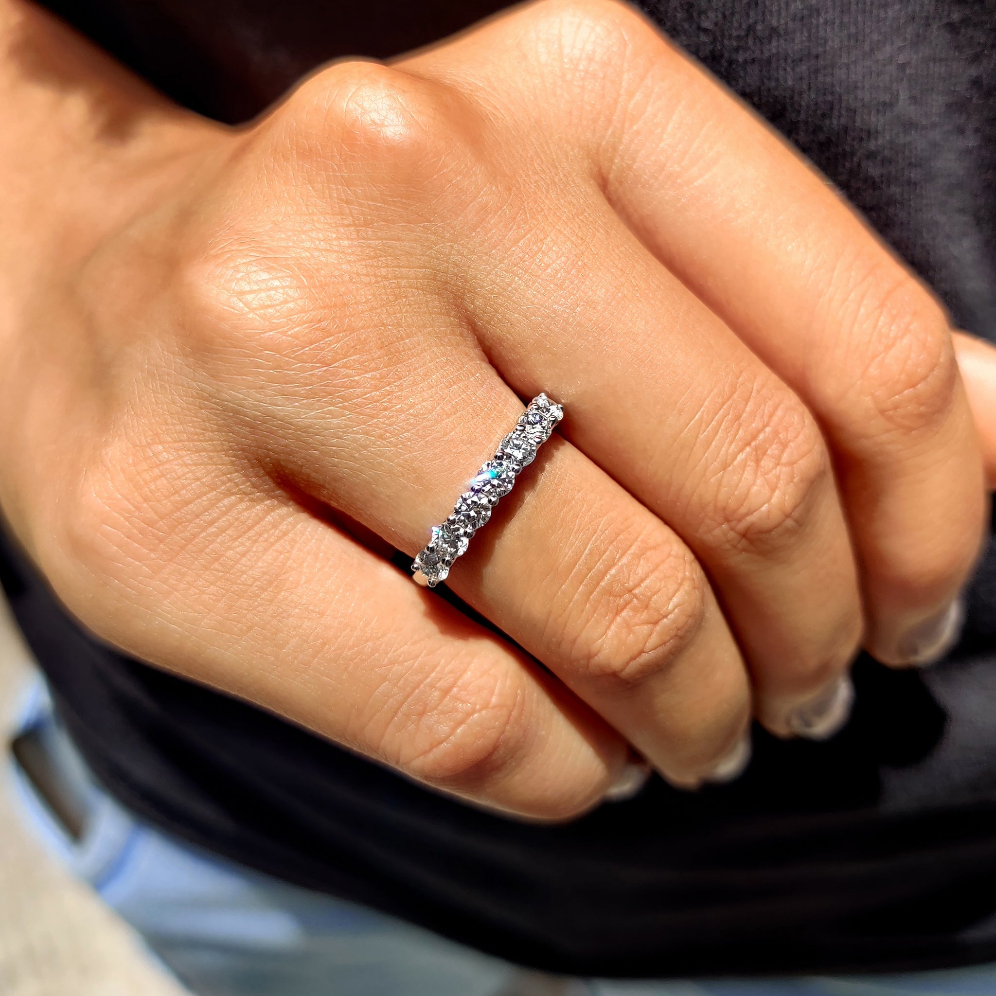 Half Eternity Round Moissanite Wedding Band