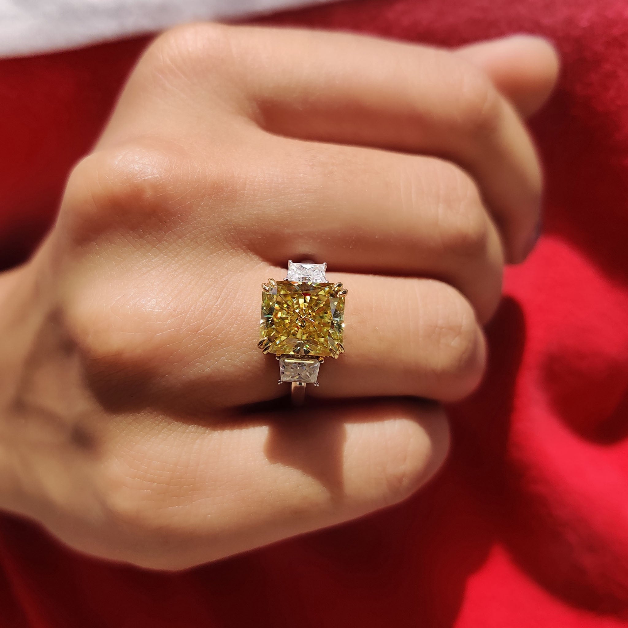 Canary Yellow Radiant Cut Engagement Ring Secondary image