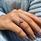 Oval Rose Cut Engagement Ring With Halo Setting