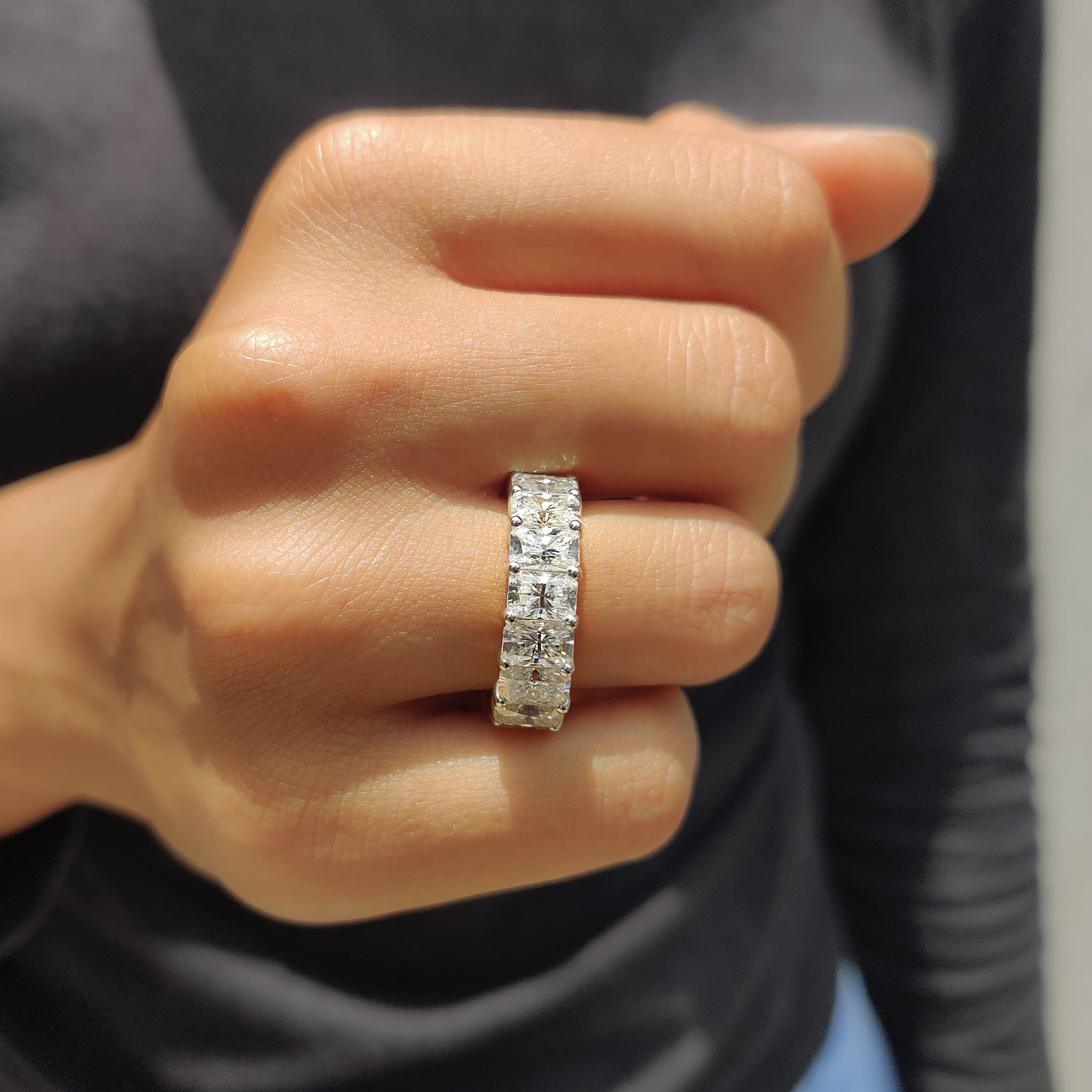 Radiant Cut Eternity Band With Prong Set Moissanite