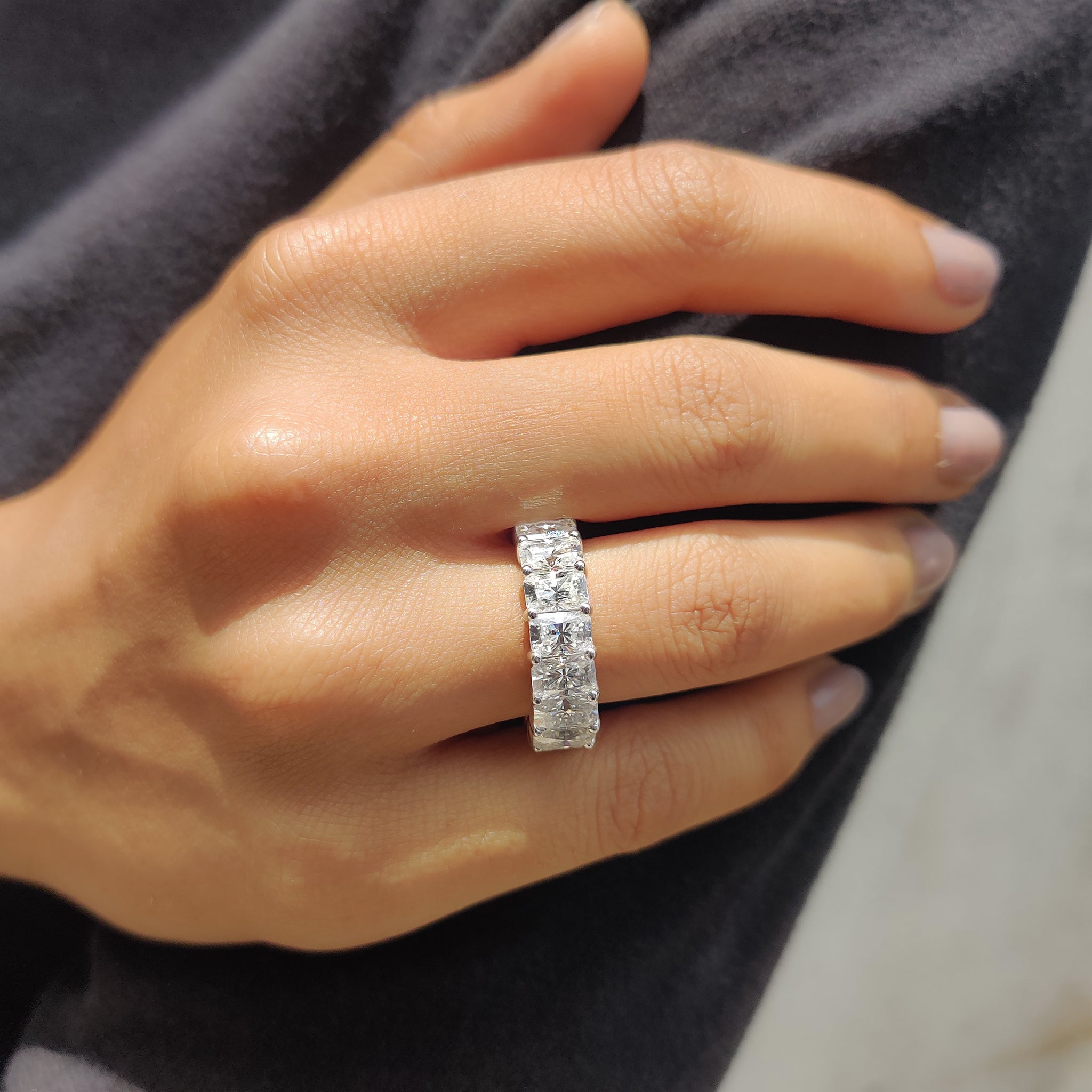 Radiant Cut Eternity Band With Prong Set Moissanite