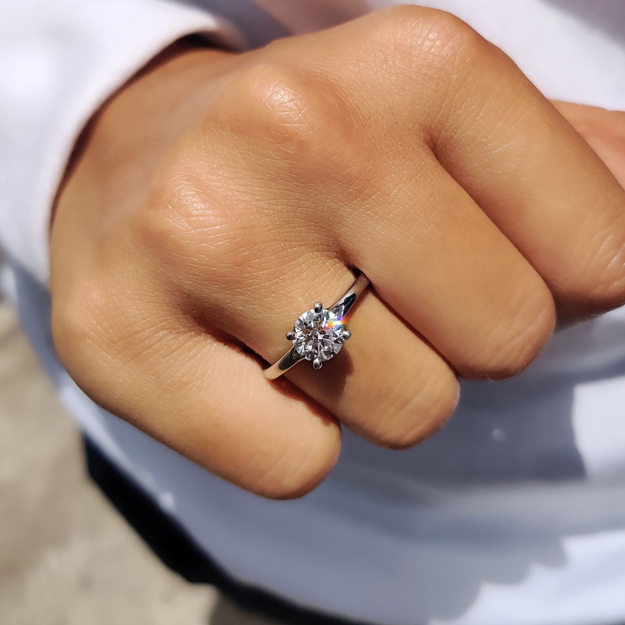 Round Solitaire Engagement Ring In Cathedral Setting Main image
