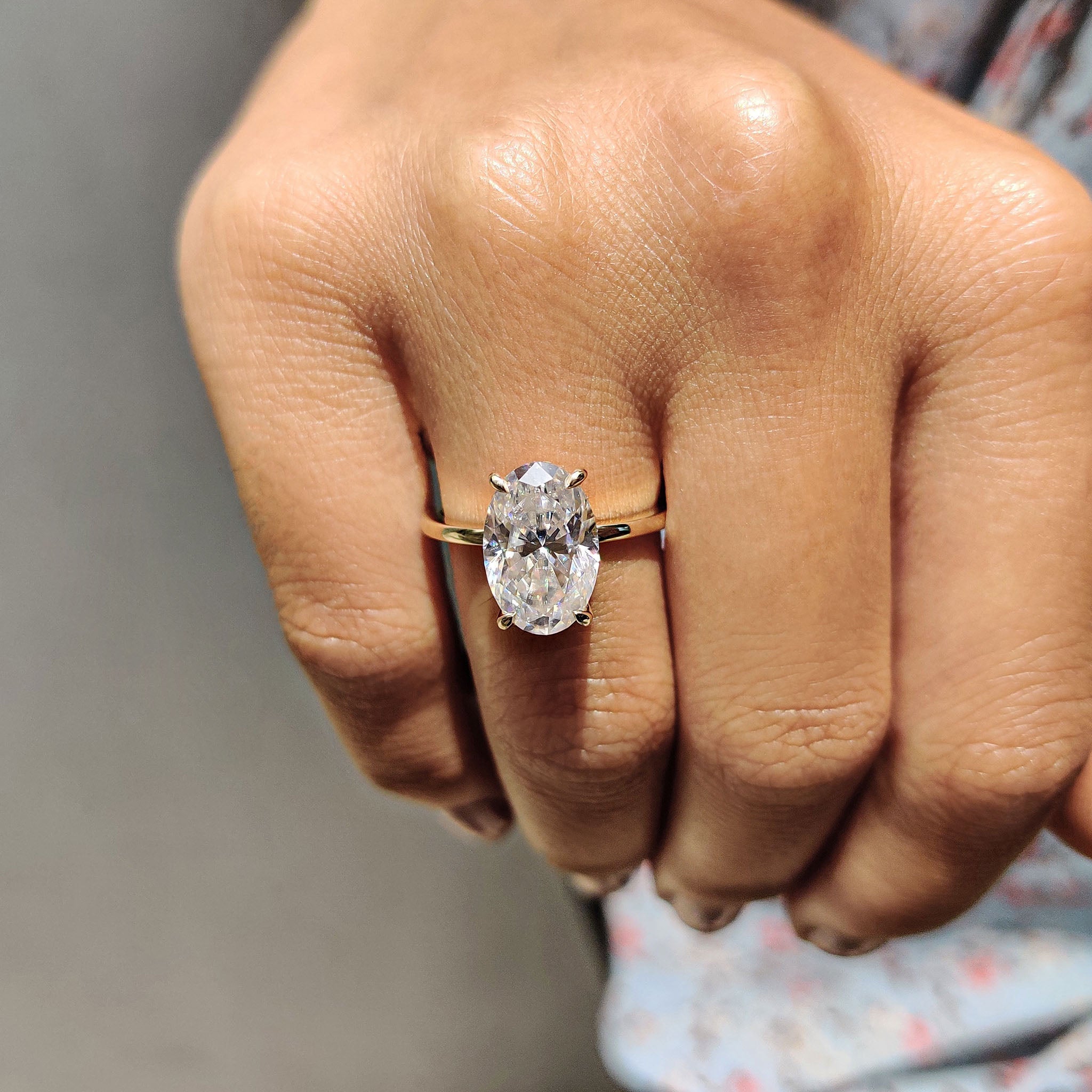 Oval Cut Engagement Ring With Hidden Halo Setting Secondary image