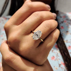 Oval Cut Engagement Ring With Hidden Halo Setting