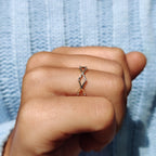 Zig Zag Wedding Band With Round Cut Moissanite