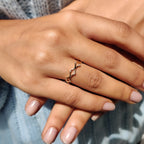 Zig Zag Wedding Band With Round Cut Moissanite