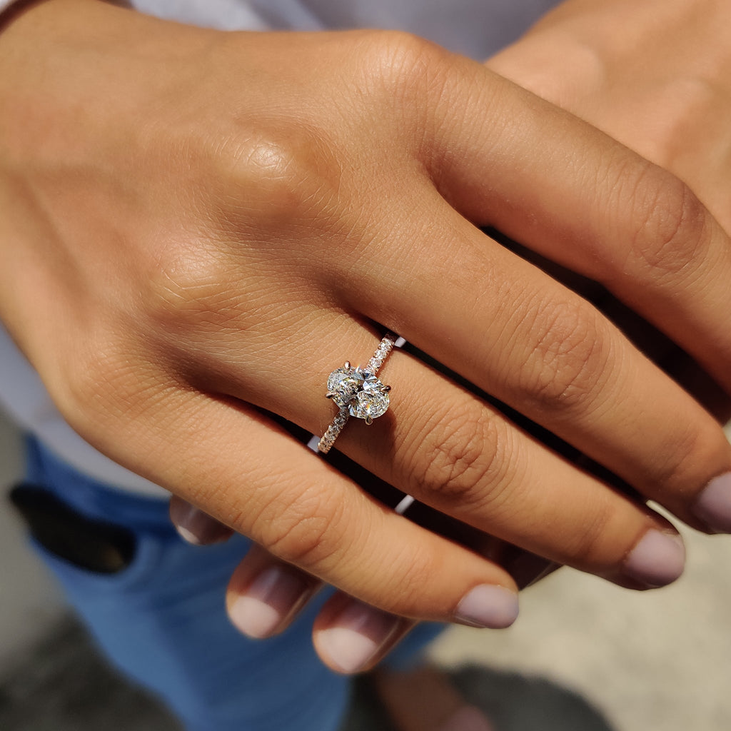 Hidden Halo Oval Cut Engagement Ring