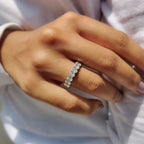Oval Moissanite Wedding Band In Full Eternity Style