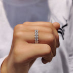 Oval Moissanite Wedding Band In Full Eternity Style