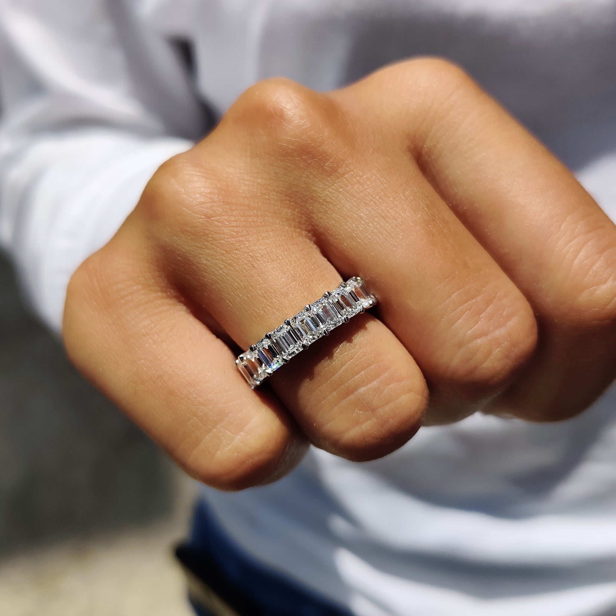 Emerald Cut Eternity Band