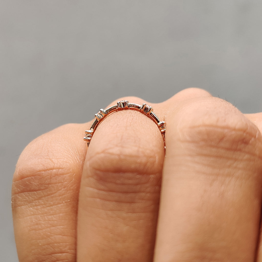 Round Wedding Band In Distance Pave Style