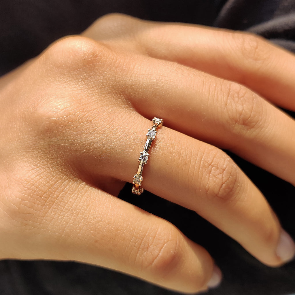 Round Wedding Band In Distance Pave Style