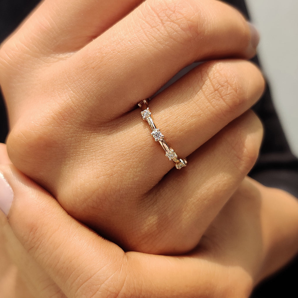 Round Wedding Band In Distance Pave Style