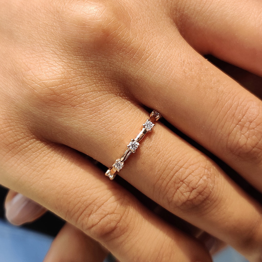Round Wedding Band In Distance Pave Style