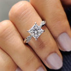 Twisted Pave Princess Cut Moissanite Ring