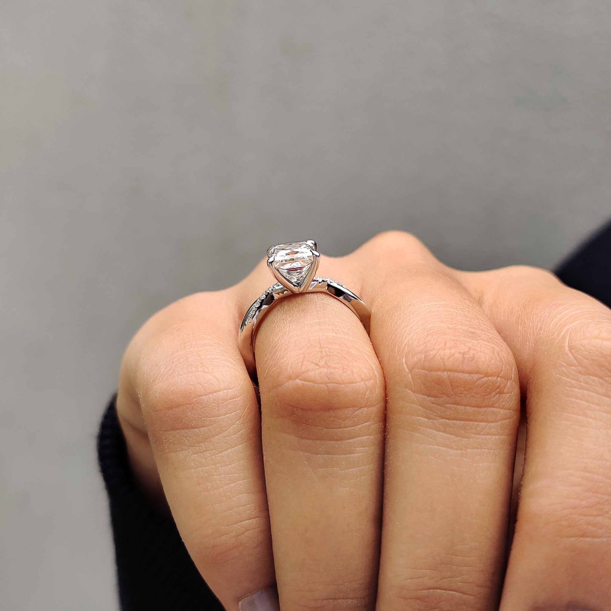 Twisted Pave Princess Cut Moissanite Ring