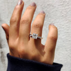 Twisted Pave Princess Cut Moissanite Ring