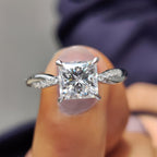 Twisted Pave Princess Cut Moissanite Ring