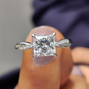 Twisted Pave Princess Cut Moissanite Ring