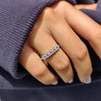 Baguette And Round Wedding Band With Prong Set For Women