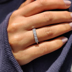 Baguette And Round Wedding Band With Prong Set For Women