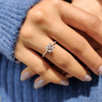 Two Side Pave Asscher Cut Engagement Ring