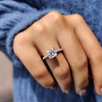 Three Side Pave Princess Cut Moissanite Ring