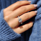 Three Side Pave Princess Cut Moissanite Ring