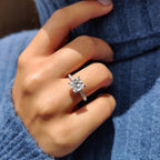 Three Side Pave Princess Cut Moissanite Ring