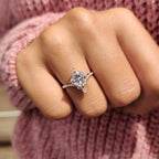 Princess Cut Ring Set With Pear Cut Side Stone