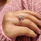 Princess Cut Ring Set With Pear Cut Side Stone
