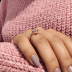 Princess Cut Ring Set With Pear Cut Side Stone