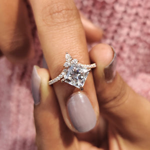Princess Cut Ring Set With Pear Cut Side Stone