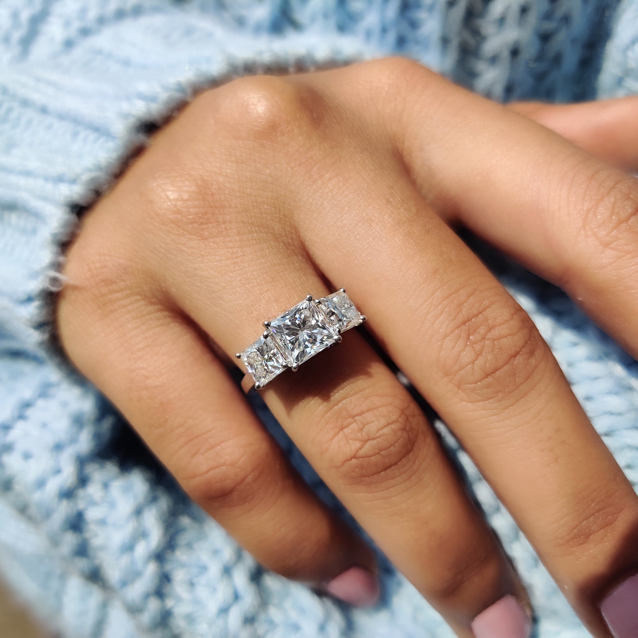 Princess Cut Three Stone Engagement Ring Main image