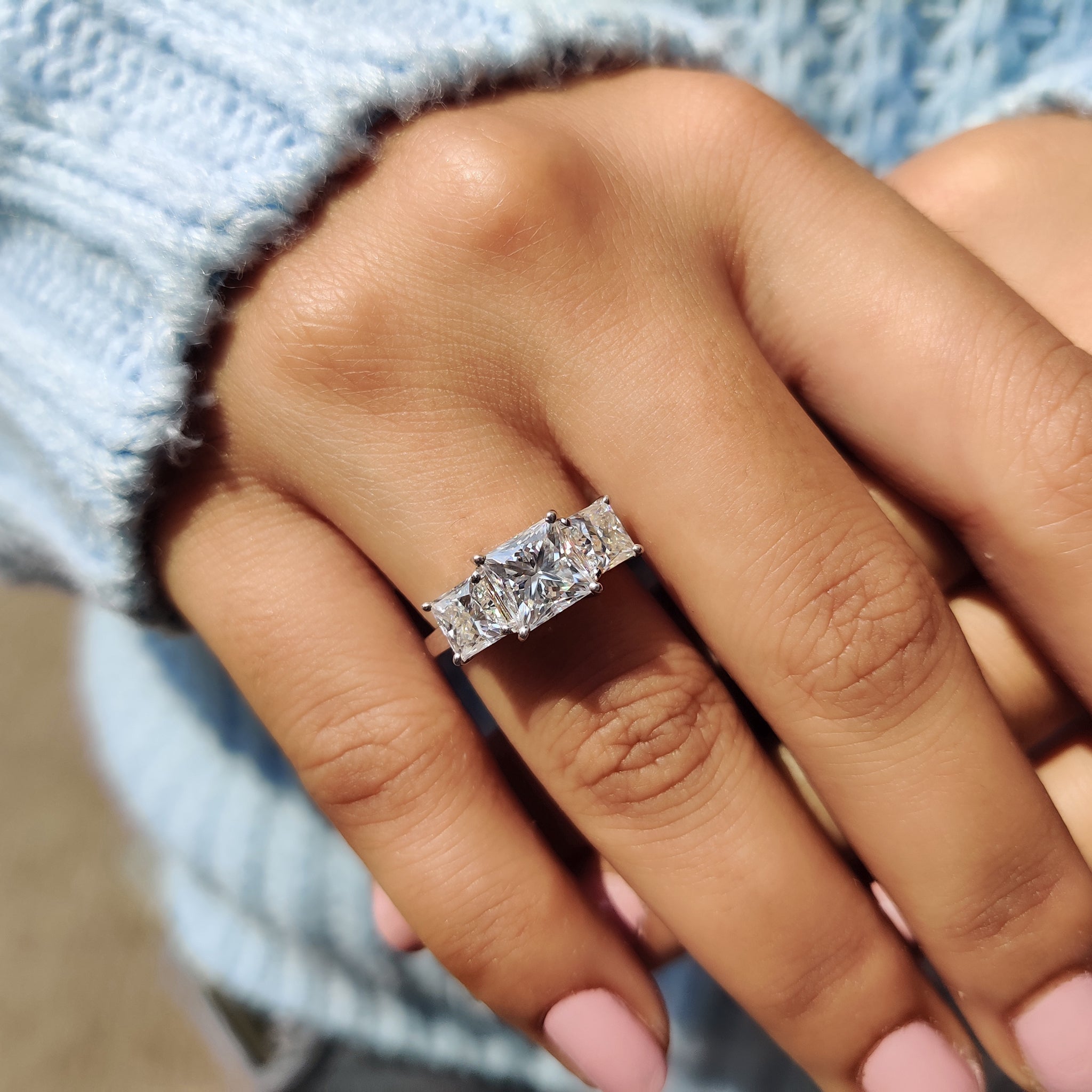 Princess Cut Three Stone Engagement Ring