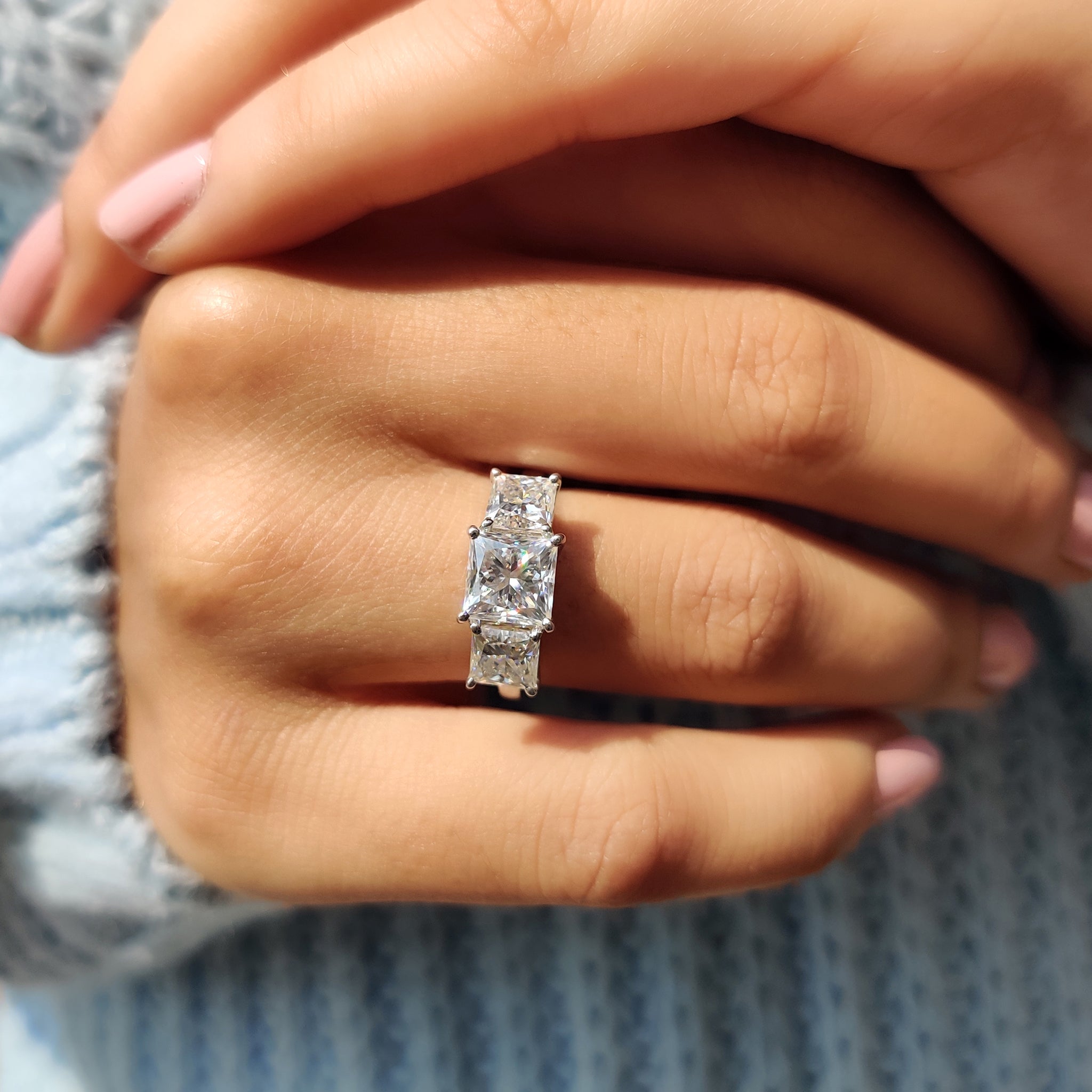 Princess Cut Three Stone Engagement Ring