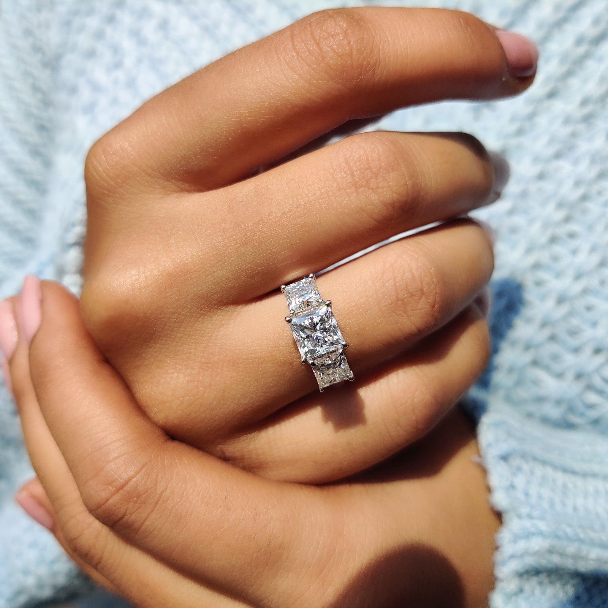 Princess Cut Three Stone Engagement Ring