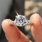 Floating Bubble Prong Round Cut Engagement Ring