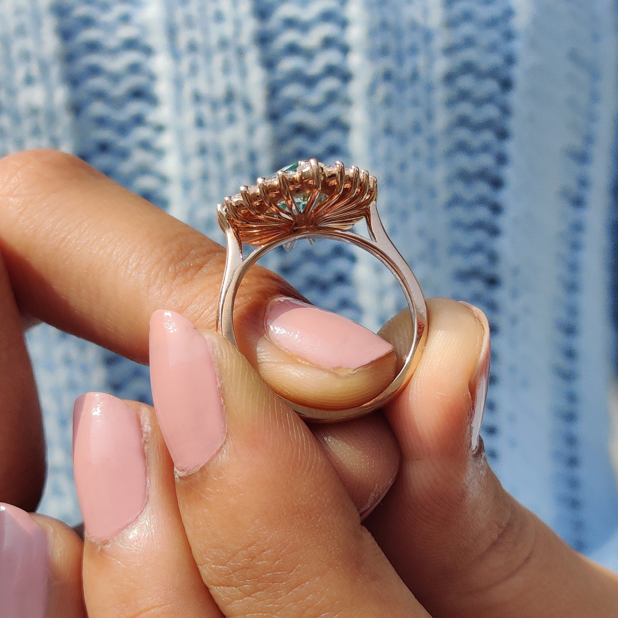 Pear Shaped Engagement Ring In Cyan Blue Stone