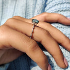 Portuguese Cut Ring With Distance Pave Set