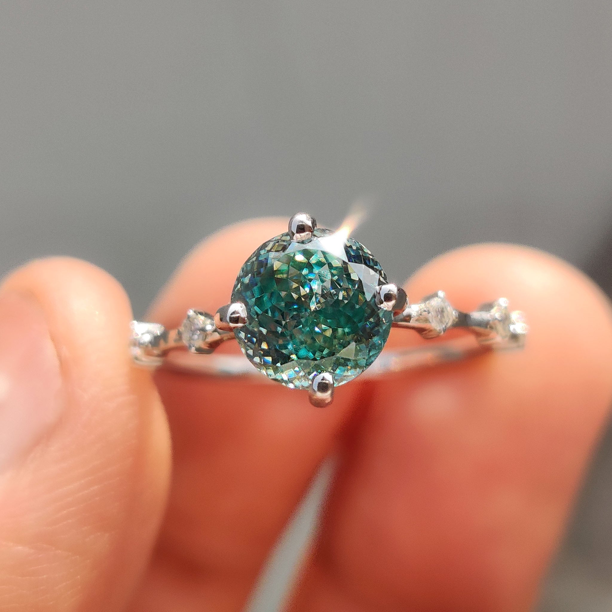 Portuguese Cut Ring With Distance Pave Set Main image