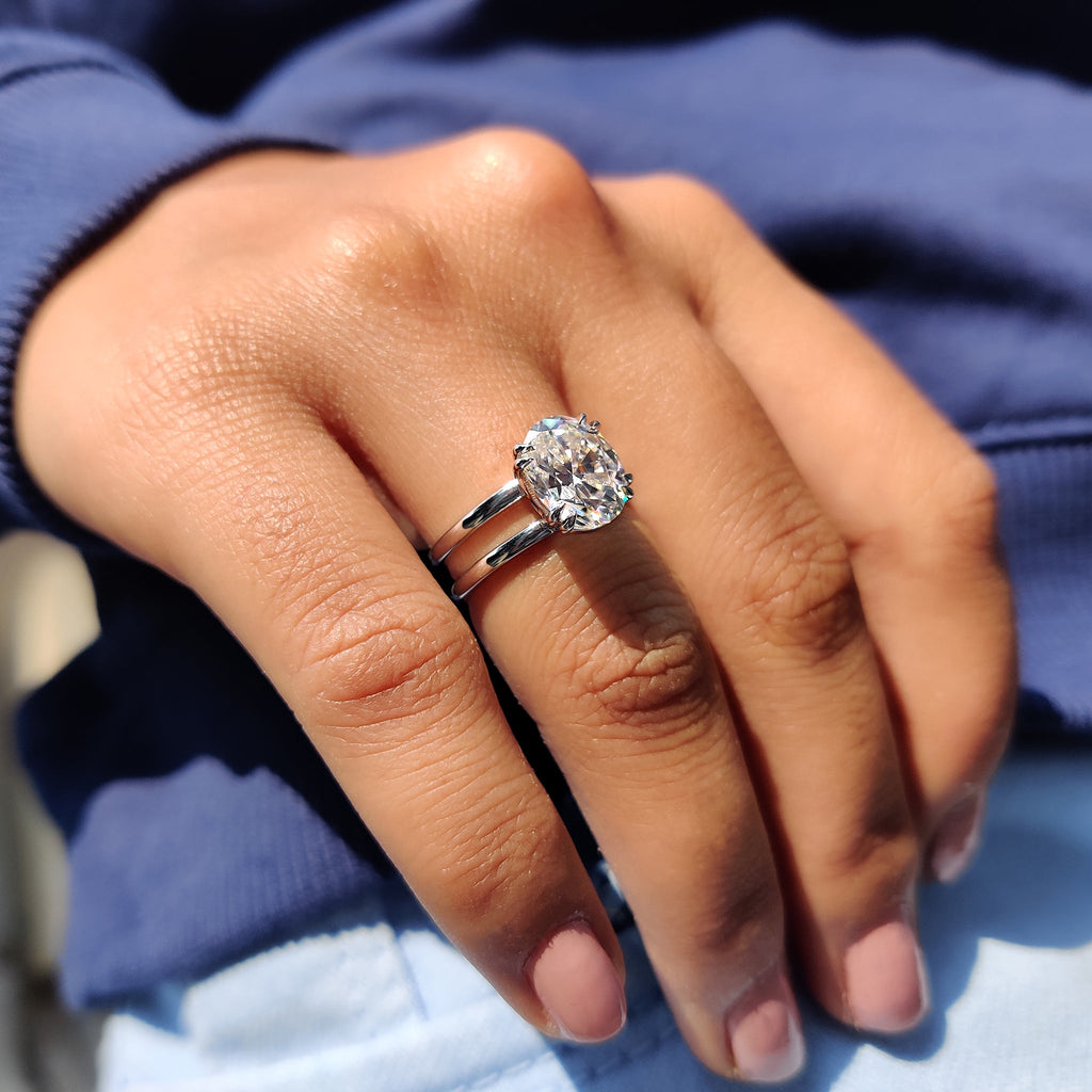 Oval Solitaire Engagement Ring In Double Shank Style