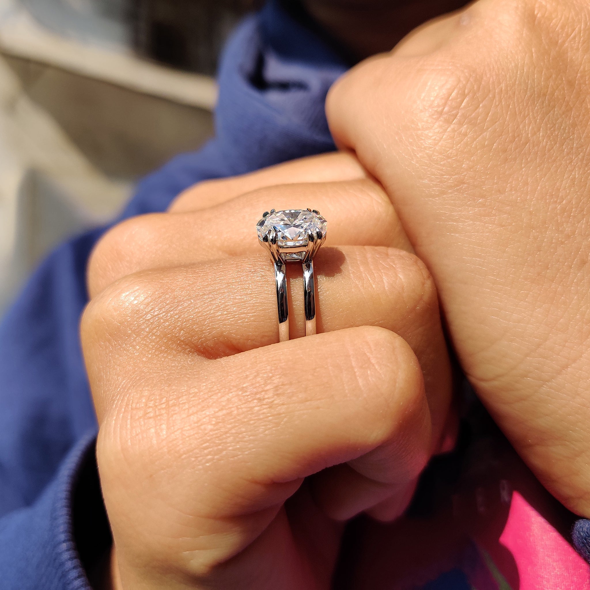 Oval Solitaire Engagement Ring In Double Shank Style