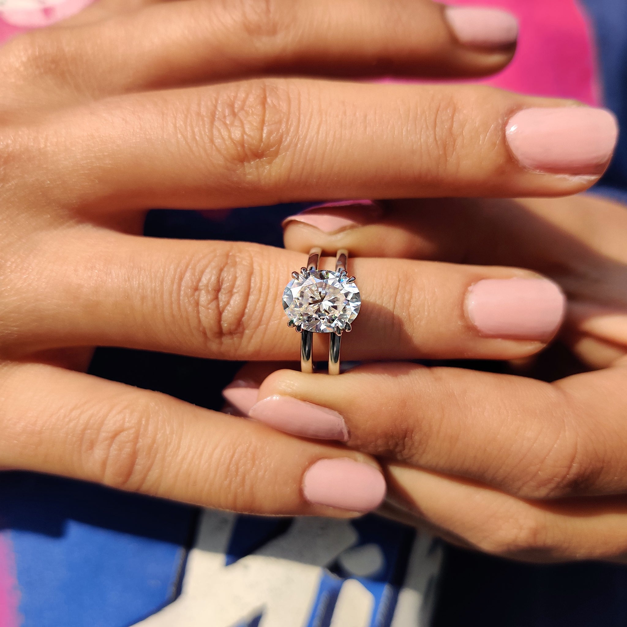 Oval Solitaire Engagement Ring In Double Shank Style