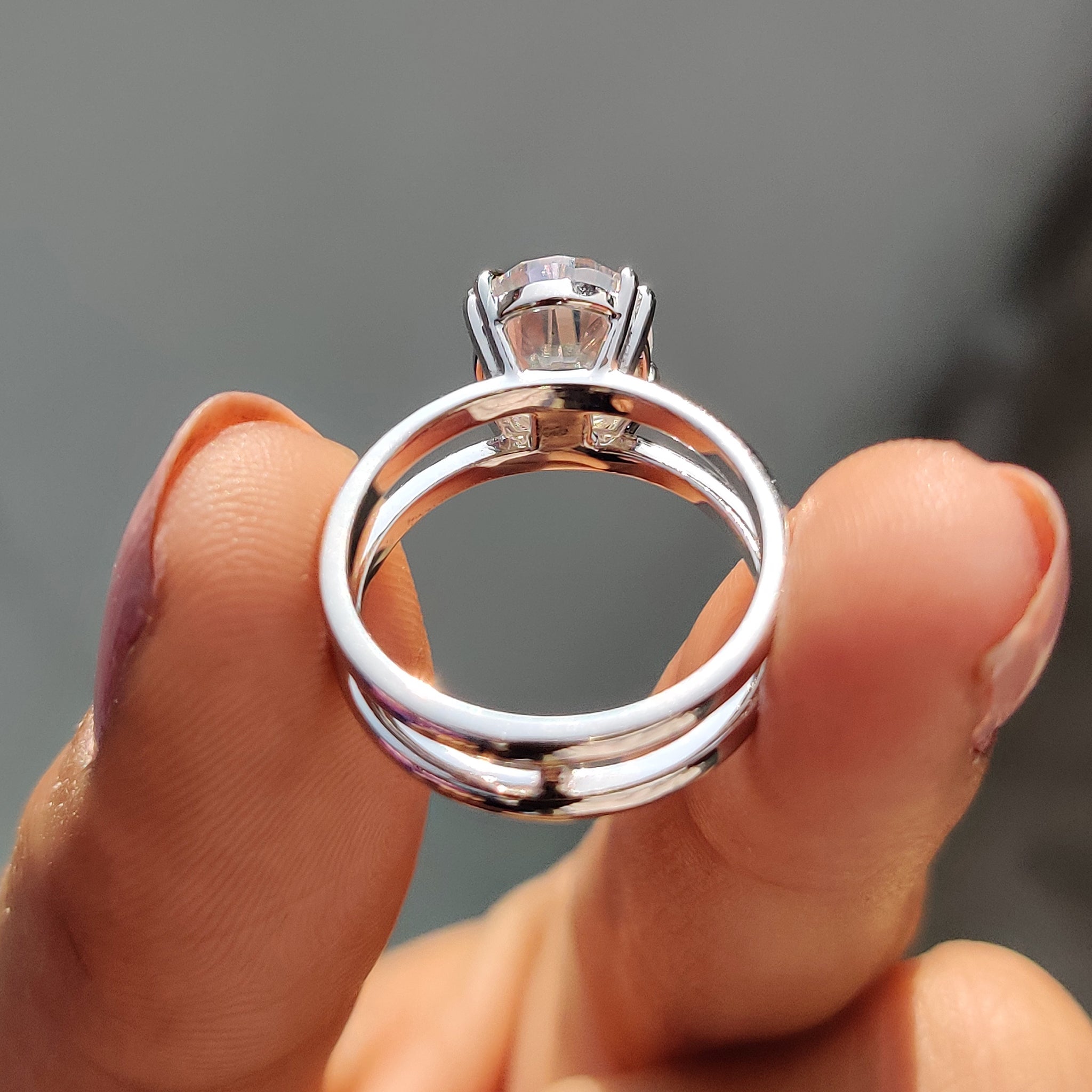 Oval Solitaire Engagement Ring In Double Shank Style