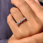 Marquise Cut Wedding Band With Shared Prong Design
