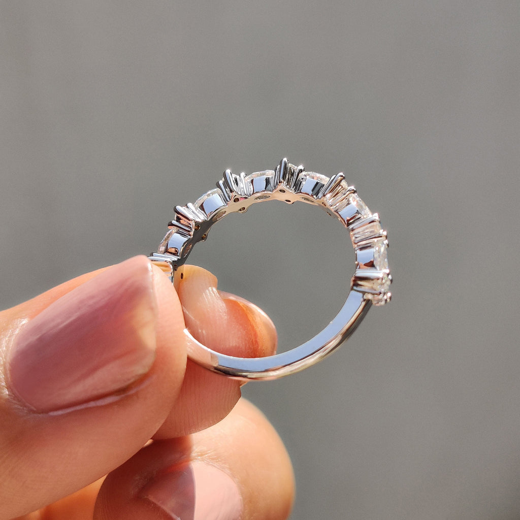 Marquise Cut Wedding Band With Shared Prong Design